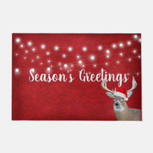 Paillasson Cerf de Noël avec mat de lumière