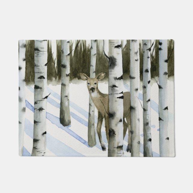 Paillasson Cerf en chute de neige (Devant)