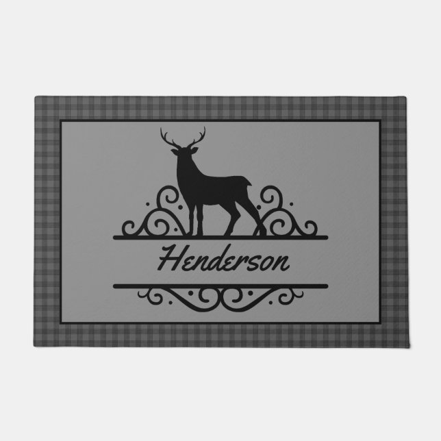Paillasson Cerf personnalisé rustique (Devant)