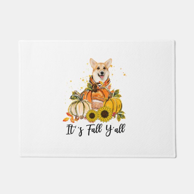 Paillasson C'est l'automne Y'all Corgi Citrouille Thanksgivin (Devant)