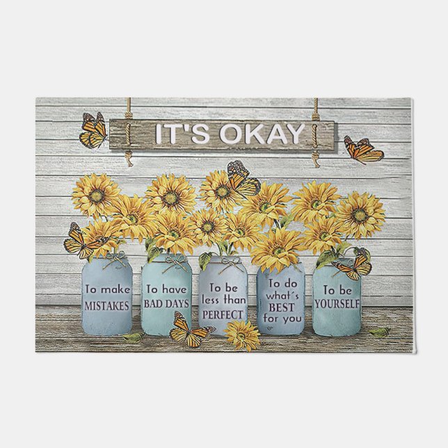 Paillasson C'est OK Sunflower Doormat, Beau Papillon Mat (Devant)
