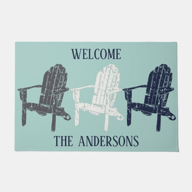 Paillasson Chaises Adirondack Marine Bleu et Aqua Personnalis (Devant)