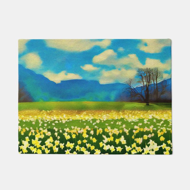 Paillasson Champ de jonquilles - peinture (Devant)