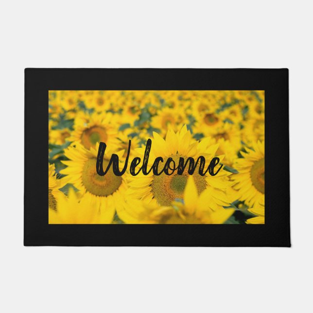 Paillasson Champ jaune de tournesols Photographie Bienvenue (Devant)