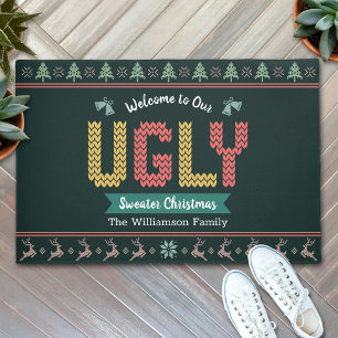 Paillasson Chandail de Noël moche Chasseur nordique Knit vert