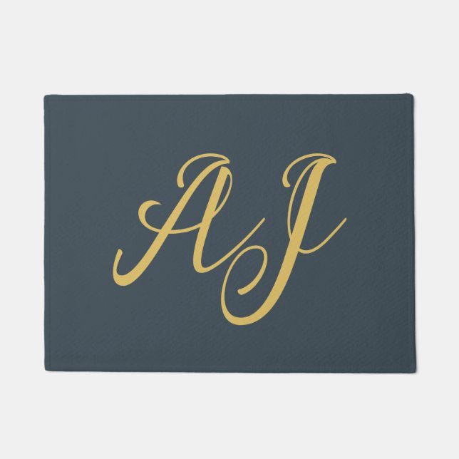 Paillasson Charcoal Gold Color Monogram Professional Initial (Devant)