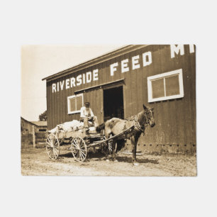 Paillasson Chariot vintage de cheval de ferme de cylindre