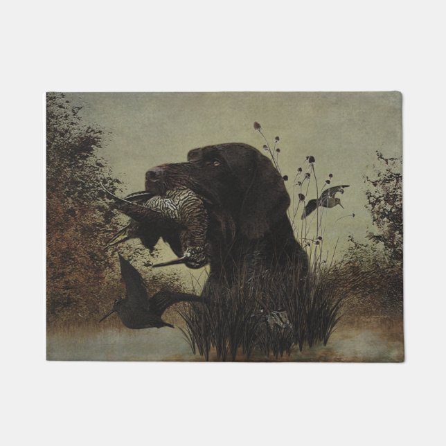 Paillasson Chasse en laine avec pointeur À poils durs alleman (Devant)