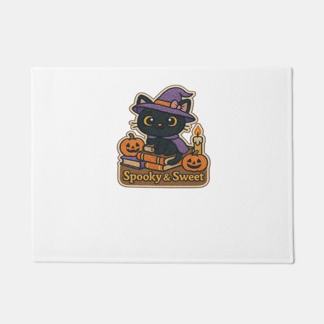 Paillasson Chat d'Halloween avec Livres Magiques - Em Éffraya (Devant)