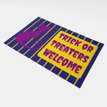 Chat d'Halloween violet Trick ou décoration de tra