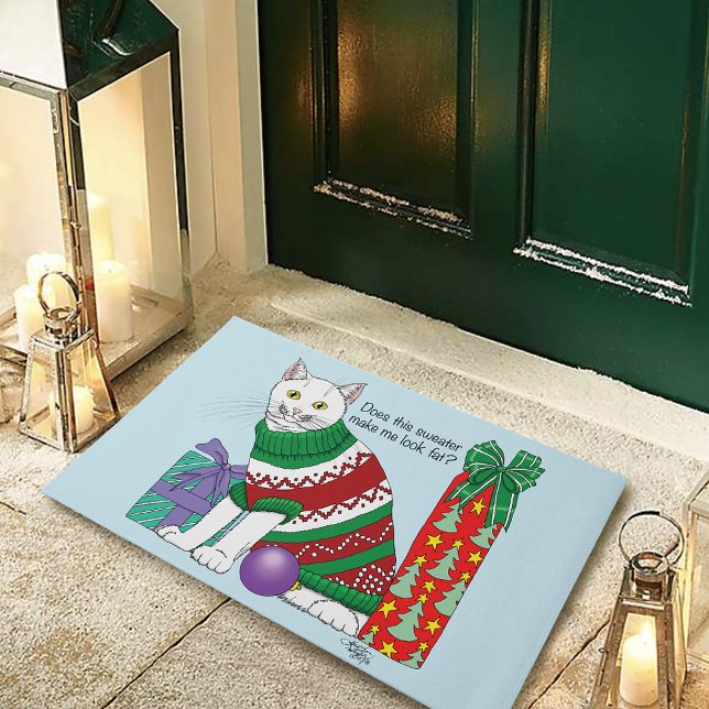 Paillasson Chat drôle moche de Noël (Créateur téléchargé)