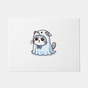 Paillasson Chat en costume fantôme pour Halloween