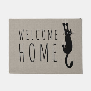 Paillasson Chat noir amusant accroché Personnalisation Cool