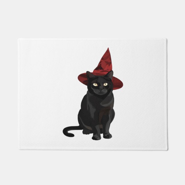 Paillasson Chat noir mystique avec chemise classique Casquett (Devant)