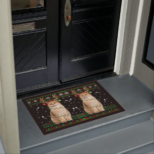 Paillasson Chat Ugly Xmas Sweater Lighting Père Noël Chat Noë