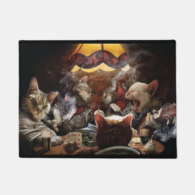 Paillasson Chats jouant au poker (Devant)