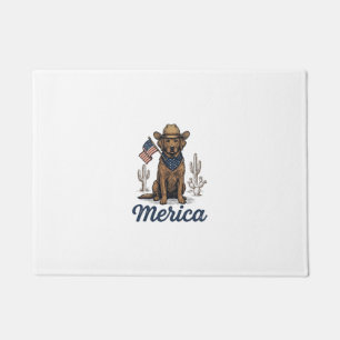 Paillasson Chemise Vintage Merica Cowboy Chien Drapeau Améric