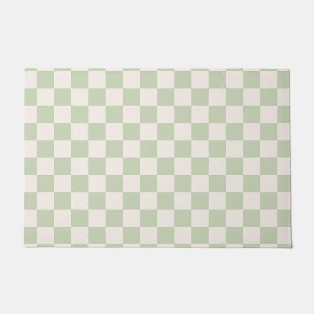 Paillasson Chèque Pastel Vert À damiers Sage Check (Devant)