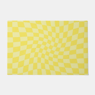 Paillasson Chèques Retro Pastel Jaune en damier dépoli