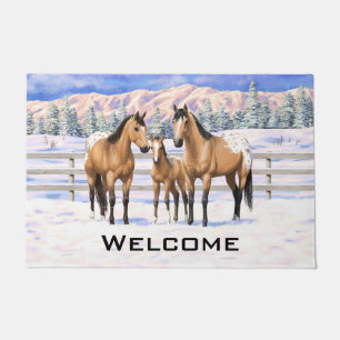 Paillasson Chevaux Appaloosa En Peau De Bouche En Neige