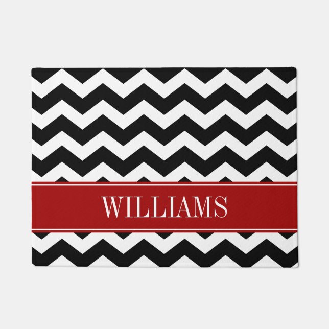 Paillasson Chevron rouge et noir personnalisé (Devant)