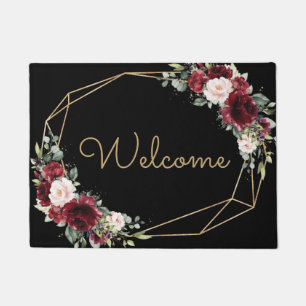 Paillasson Chic Bourgogne Blush Rose Floral Gold Géométriqu
