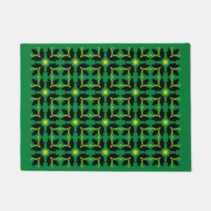 Paillasson Chic Carrelage vert Fleurs Motif Petit Porte Mat