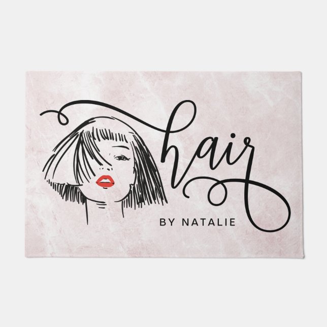 Paillasson Chic de cheveux en marbre rose tendance (Devant)