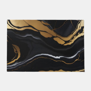 Paillasson Chic Elégant noir jaune or Faux Marble