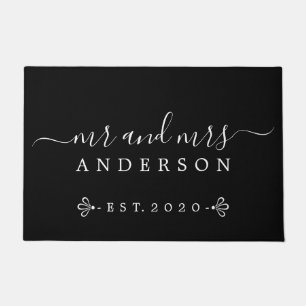Paillasson Chic Newlysée M. Mme Black White Family Monogramme