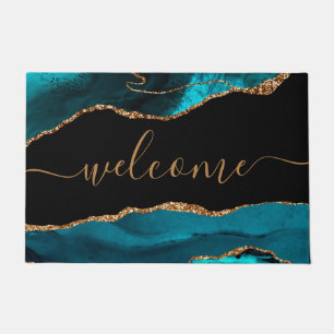 Paillasson Chic Turquoise Agate Rose Gold Parties scintillant
