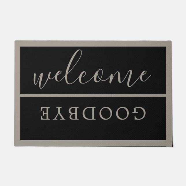 Paillasson Chic Welcome Calligraphie Typographie Black Grey (Devant)