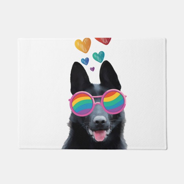 Paillasson Chien berger allemand avec coeur Saint-Valentin (Devant)