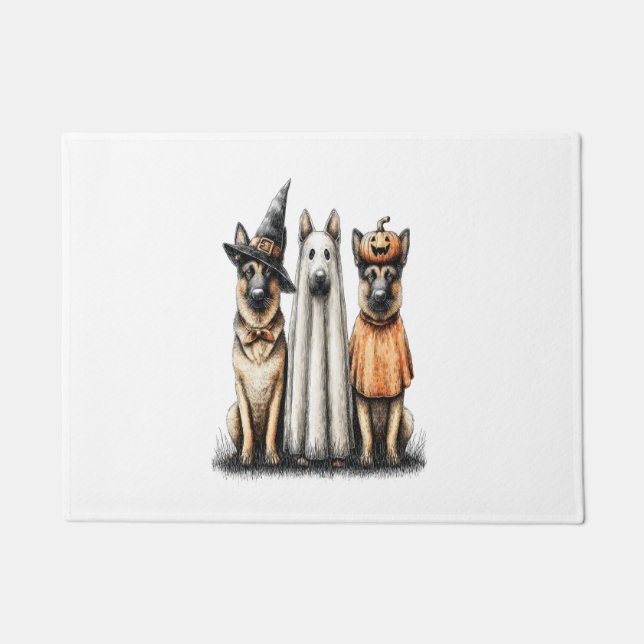Paillasson Chien berger allemand Halloween Ghost (Devant)