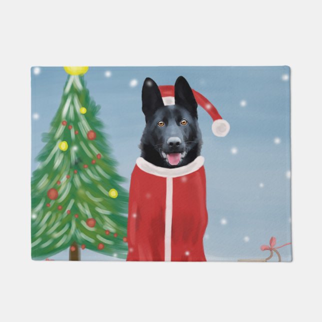 Paillasson Chien berger allemand noir dans les cadeaux de Noë (Devant)
