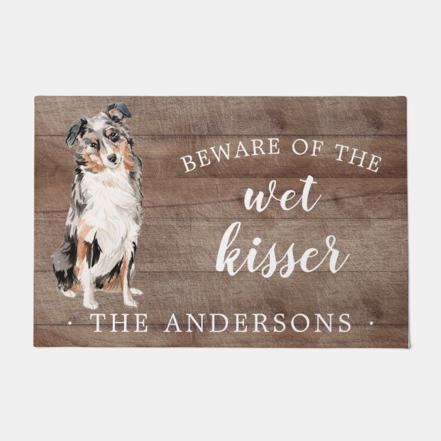 Paillasson Chien berger australien - Mat de porte personnalis (Devant)