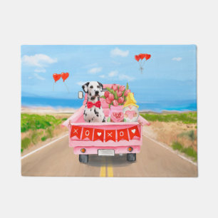Paillasson Chien dalmate Saint Valentin Coeurs de Camion