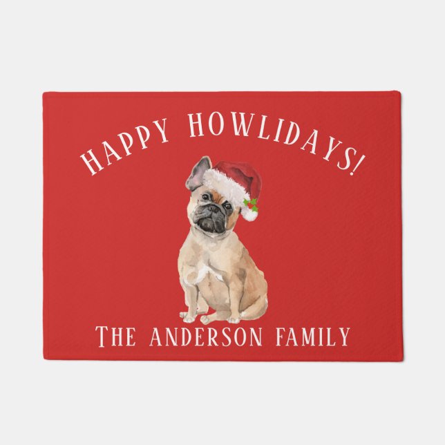 Paillasson Chien de Chien de Chien de France Joyeux Howlidays (Devant)