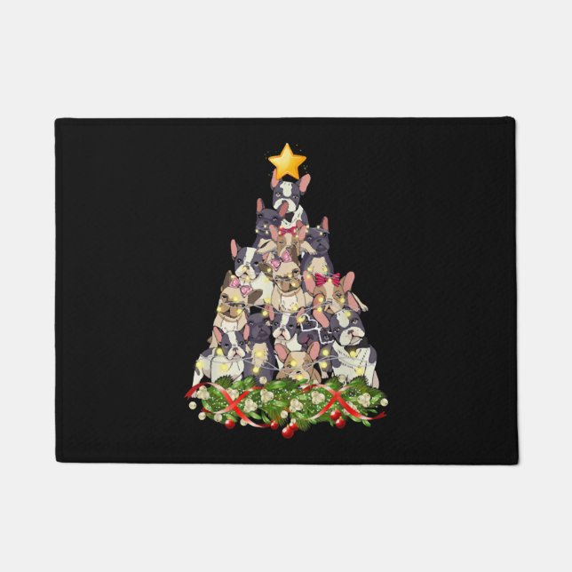 Paillasson Chien de Chien de Noël Décor clair sapin de Noël (Devant)