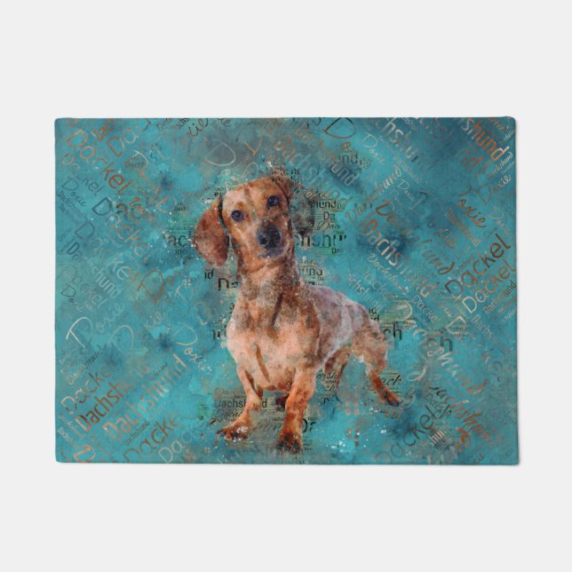 Paillasson Chien de Dachshund Art multimédia mixte (Devant)