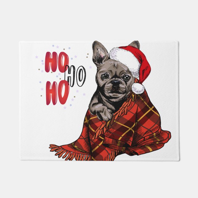 Paillasson Chien de taureau français Ho Ho Ho Doormat (Devant)