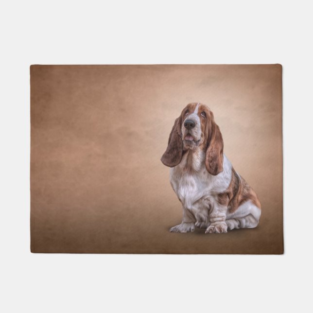 Paillasson Chien drôle de dessin de Basset Hound (Devant)
