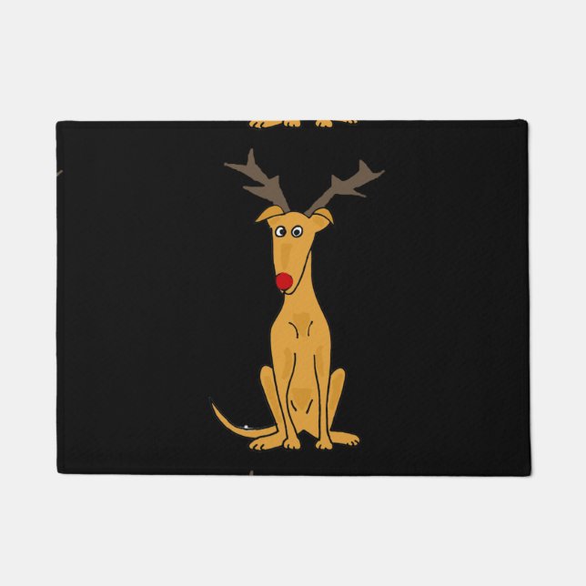 Paillasson Chien drôle de lévrier de Noël comme renne (Devant)