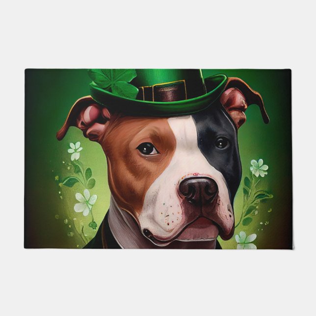 Paillasson Chien du Staffordshire américain à la St. Patrick' (Devant)
