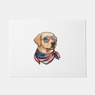 Paillasson Chien Lunettes de soleil Bandana Drapeau Usa