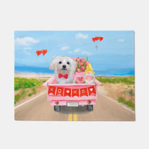 Paillasson Chien maltais camion de la Saint-Valentin