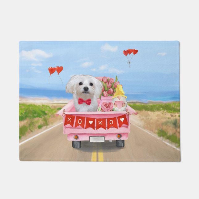 Paillasson Chien maltais Saint Valentin Camion (Devant)