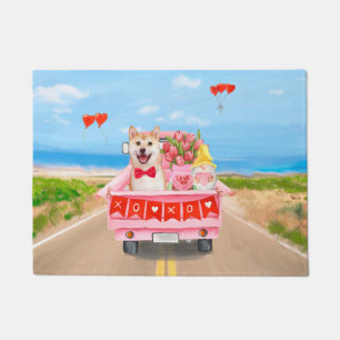 Paillasson Chien Shiba Inu Camion de la Saint-Valentin Cœurs