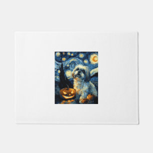 Paillasson Chien Shih Tzu mignon citrouille Jack O Lantern Ha