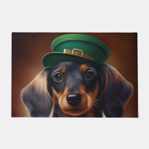 Paillasson Chien teckel habillé pour la Saint-Patrick